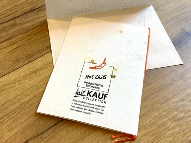 Klappkarte+Kuvert A6/ C6 Hot Chili Bütten