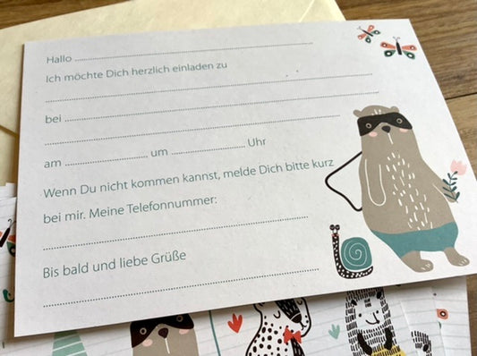 Einladungskarten Geburtstag Wildlife Set