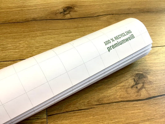 Dicker Block mit 20 Blatt Flipchartpapier, kariert, weiß, 100 % recycelt. 68x99cm, von Formatwerk (Staufen).
Bürobedarf bei Polly Paper in Berlin Mitte