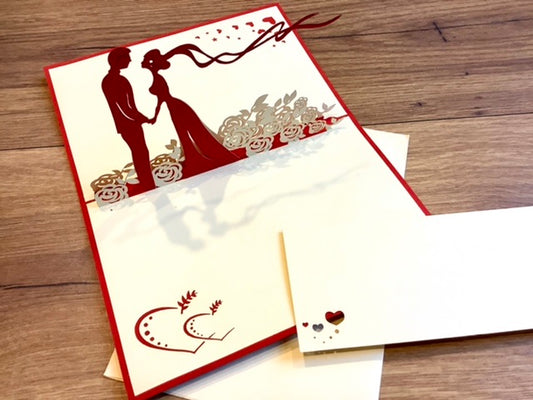 3D-Karte Hochzeit Brautpaar Blumenwiese Pop-Up-Karte - Polly Paper - Umweltfreundliche Schreibwaren
