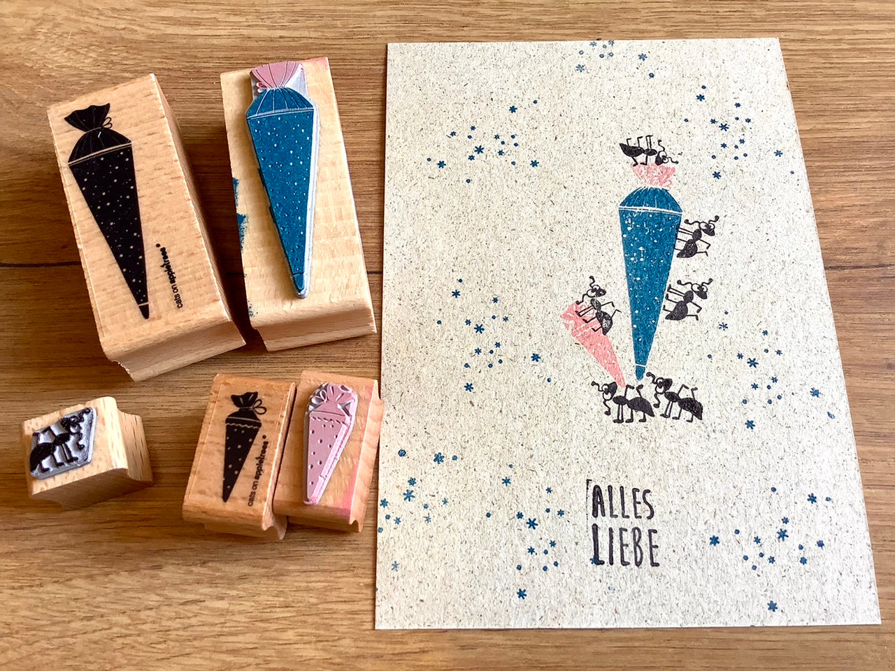 Holzstempel mit Motiv Schultüte