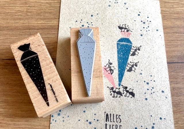 Holzstempel mit Motiv Schultuete