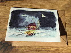 Briefkarte Winternacht Mond (Erichsen)