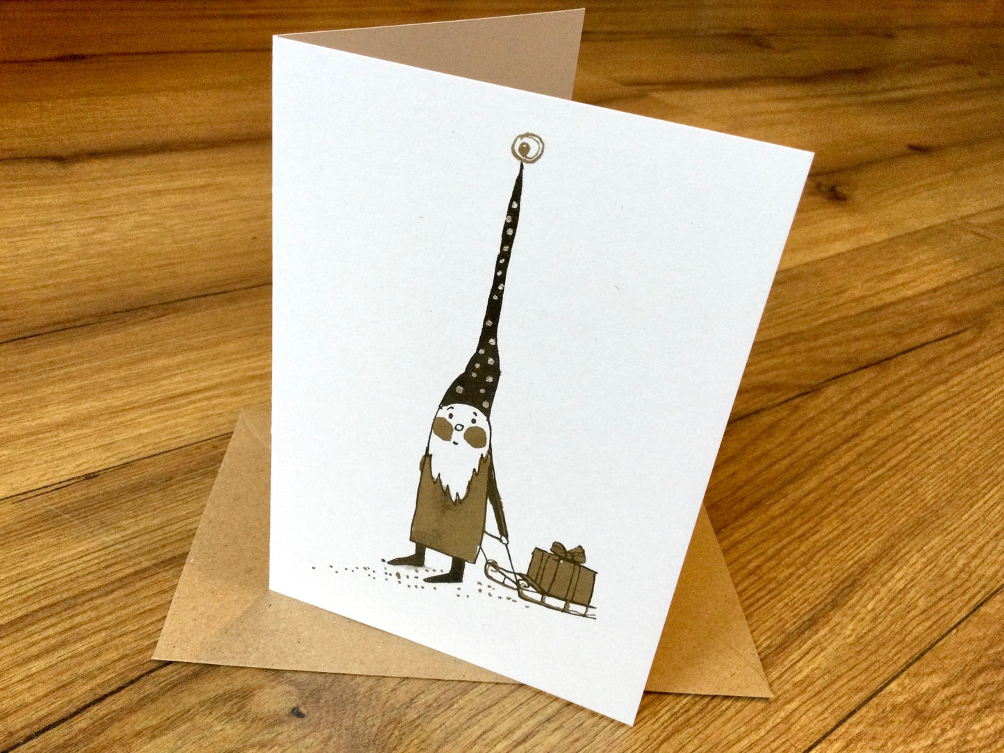 Weihnachtskarte Wichtel gold-schwarz (Kunga /Kettcards)