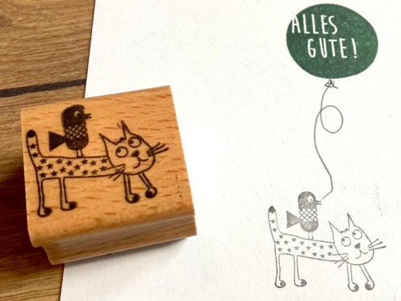 Stempel Vogel + Kater Leo 3x3cm (Bordschätze)