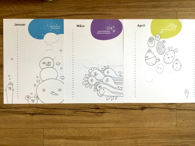 Bastelkalender A3 Malkalender Kinder NINO 150g-Papier - Polly Paper - Umweltfreundliche Schreibwaren