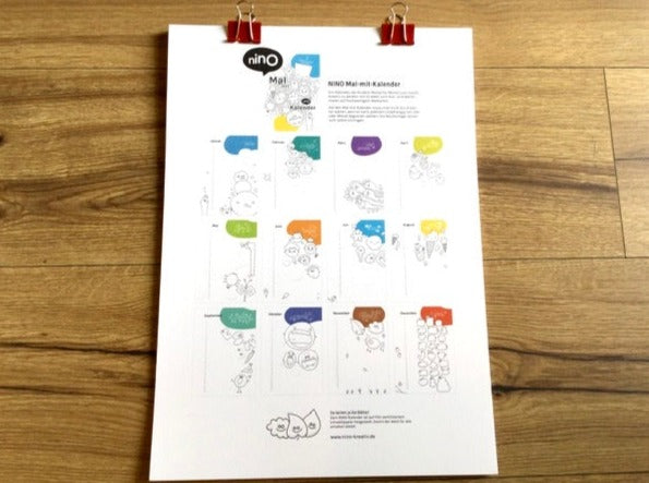 Bastelkalender A3 Malkalender Kinder NINO 150g-Papier - Polly Paper - Umweltfreundliche Schreibwaren
