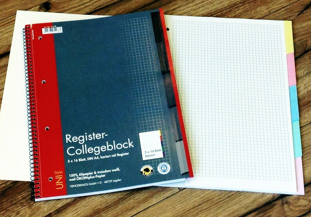 Collegeblock Register kariert 5x16Bl UNI - Polly Paper