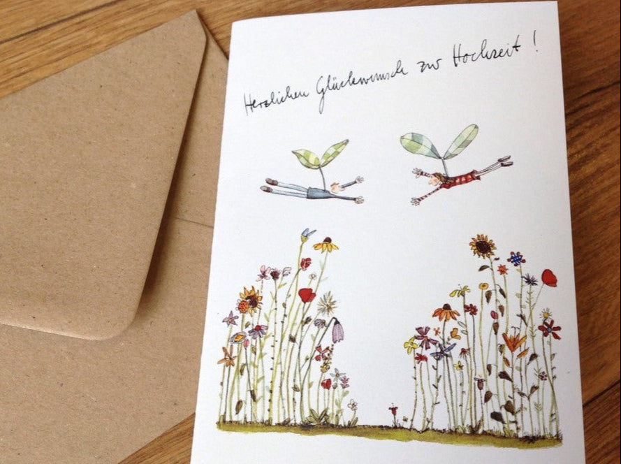 Klappkarte Hochzeit Propeller ♂♀ (Erichsen) - Polly Paper