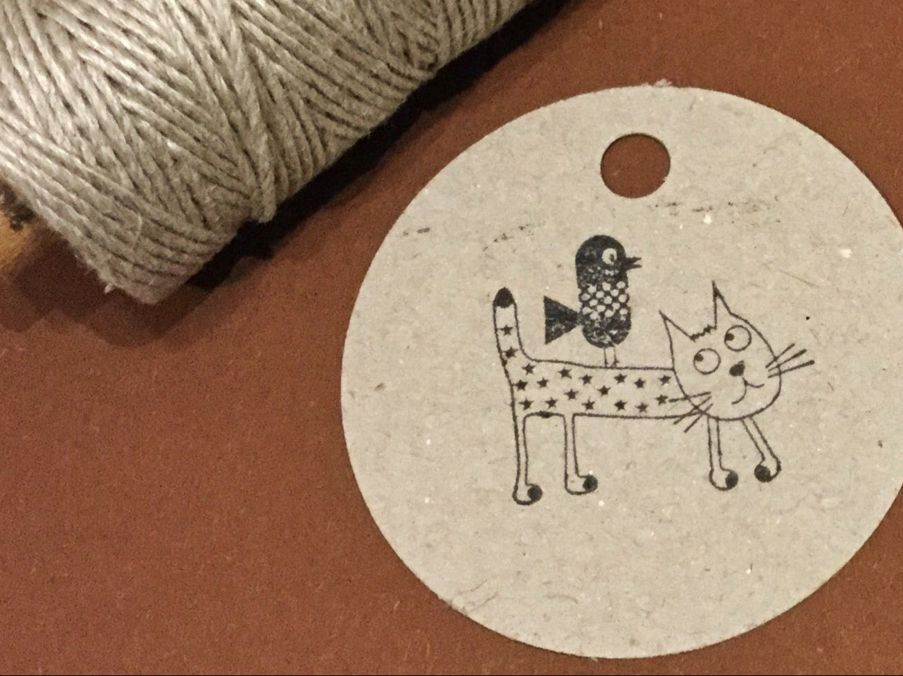 Stempel Vogel + Kater Leo 3x3cm (Bordschätze)