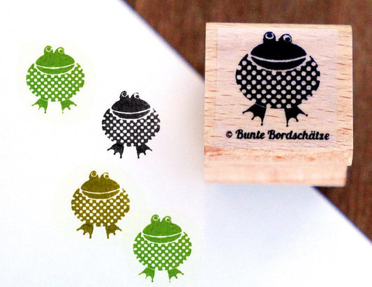 Holz-Stempel von Bunte Bordschätze 2x2 cm , Motiv: Frosch "Franz"