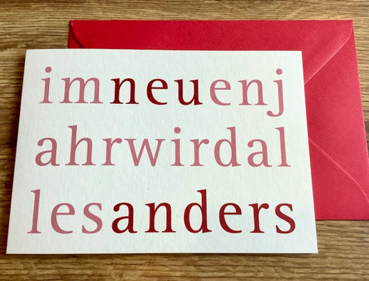 Grußkarte, Text: im neuen Jahr wird alles anders
