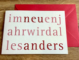 Grußkarte, Text: im neuen Jahr wird alles anders