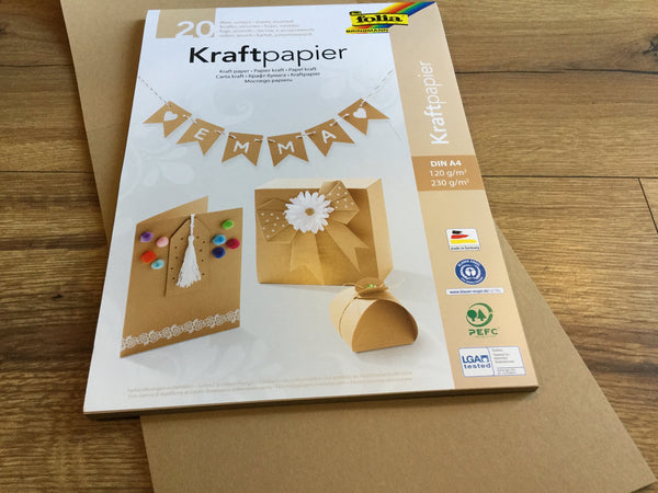 Kraftpapier Block A4 folia Set 20Blatt