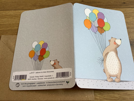 Briefkarte Bär Ballons Geburtstag (Gutrath)