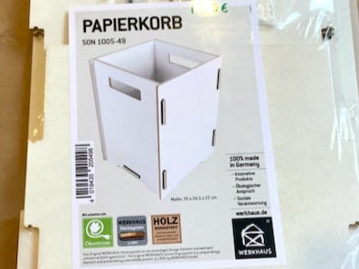 weißer Papierkorb zum Zusammenstecken