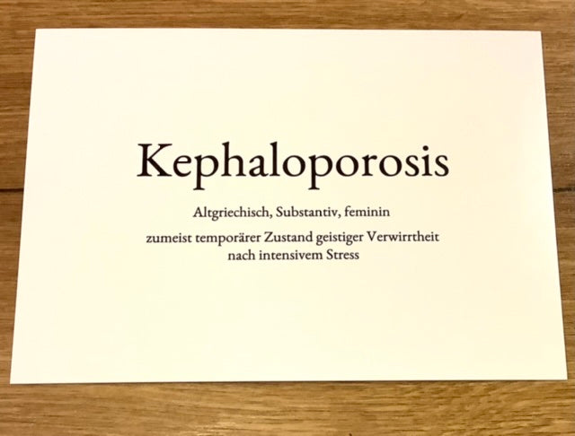 Postkarte mit dem Wort Kephaloporosis