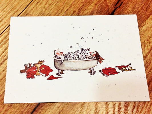 Postkarte Weihnachtsbad deluxe (Erichsen)