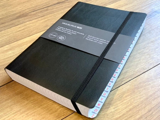 Registerbuch A5 600S schwarz kariert Recyclingleder