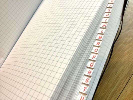 Registerbuch A5 600S schwarz kariert Recyclingleder