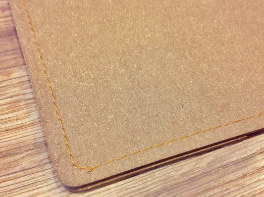Schreibunterlage aus Recyclingleder, Rückseitenansicht, detail