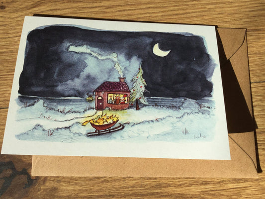 Briefkarte Winternacht Mond (Erichsen)